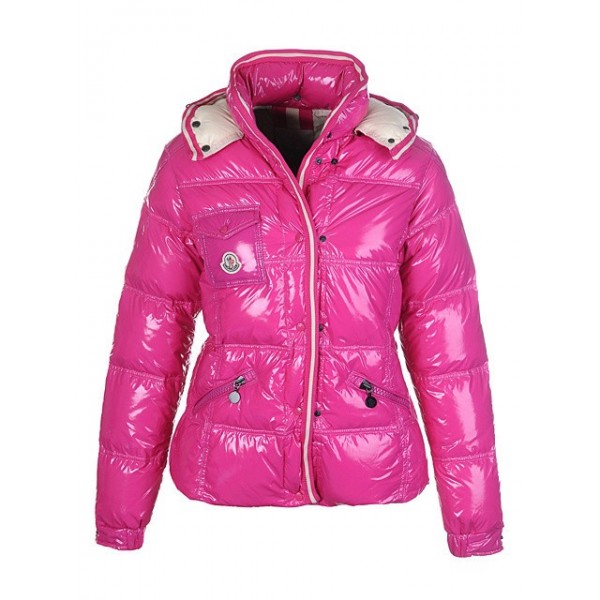 Moncler Rosa Mock Collar E Zipper corto Belle Donna Cappotti uscita